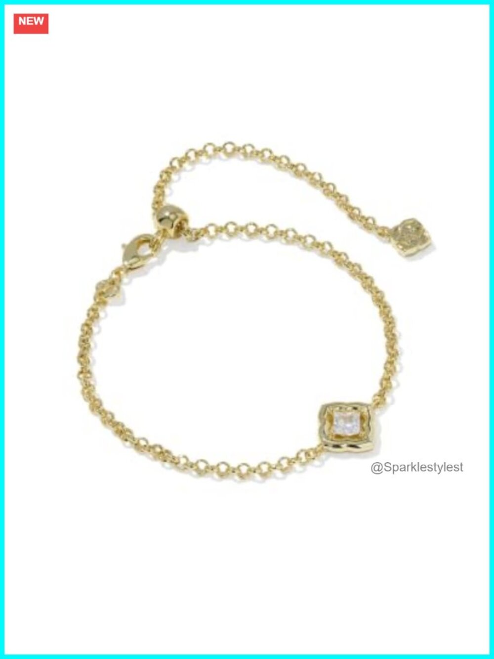 Delicate Chain Bracelet White Cubic Zirconia Lobster Clasp 8"